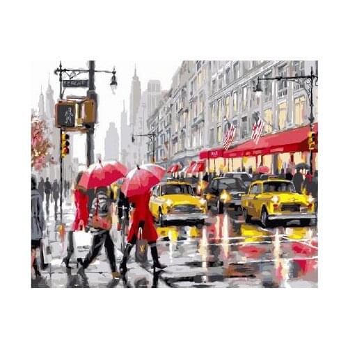 City vanity landscape coloring by numbers digital oil painting on canvas wall decoration for living room 60x75cm