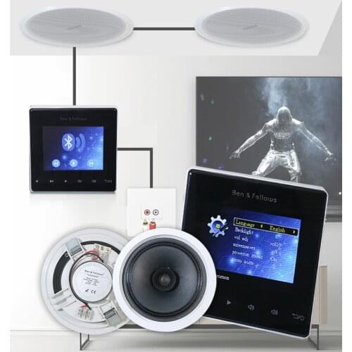 Wall Amplifier Bluetooth Home Theater Amplifiers Audio with 6 inch Ceiling Speakers BGM Background Music Host Media Player
