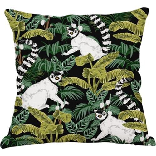 Jungle Lemur Antelope Print Cushion Cover 45*45cm Cotton Linen Pillowcase Throw Pillow Covers Sofa Decorative Pillows Home Decor