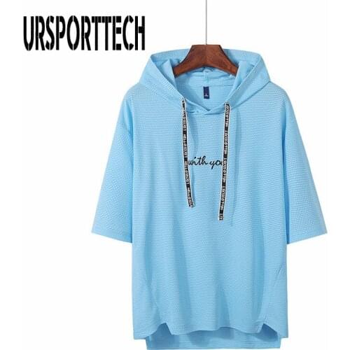 New Style Summer T shirt Men Big Size Half Sleeve Hooded Casual T shirt Men Solid Student T-shirts For Men Boys Loose Tops Tees
