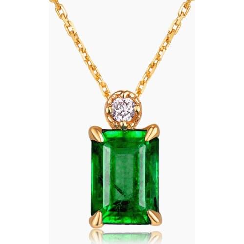 SMALL EMERALD GEMSTONES DIAMONDS PENDANT NECKLACES FOR WOMEN 14K GOLD COLOR CHOKER GREEN CRYSTAL JEWELRY BAGUE FASHION GIFTS