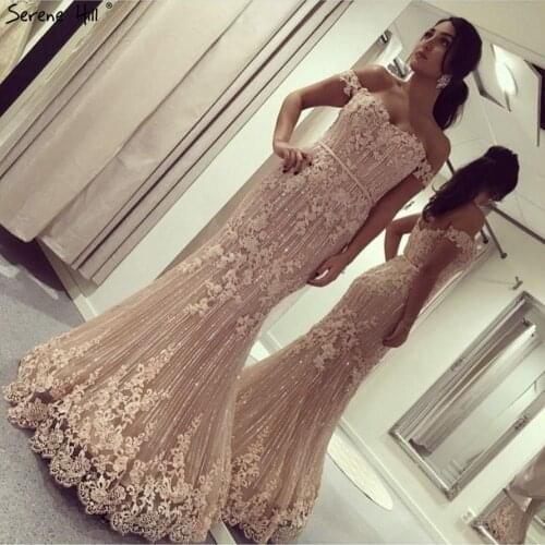 Pink Off Shoulder Mermaid Luxury Prom Dresses 2020 Dubai Design Sexy Sweetheart Lace Formal Gowns Real Photo - DLA6139