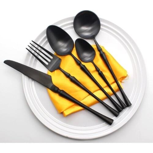 304 Stainless Steel Black Cutlery Set Western Dinner Knife Fork Spoon Set Dessert Fruit Fork Coffee Spoon Dinnerware