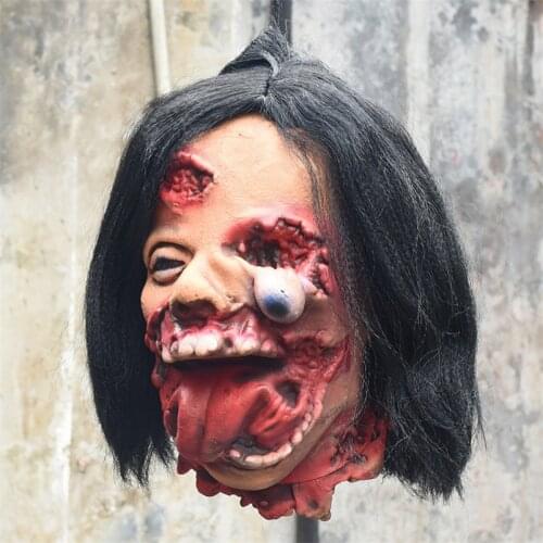 Horror Party Decoration Halloween Horror Zombie Head Hanging Ghost Room Haunted House Tricky Props Zombie Beheading Decorations