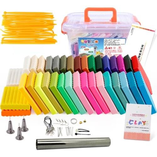Light Polymer Clay Soft Colorful Block Oven Bake Modeling Clay Kit for Modeling Figures DIY Gift Art Set Boy Girl with Tools