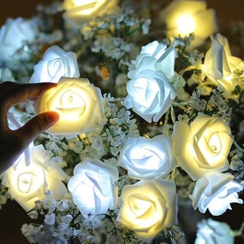 Rose Flower LED String Lights Valentines Day Christmas Decoration Battery/USB Powered For Home Wedding Party Garden Decoration