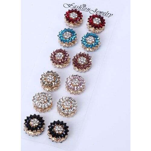 Women flower magnet muslim brooches floral crystal hijab pins shawl scarves scarf pins clip for women girls 48pcs/lot
