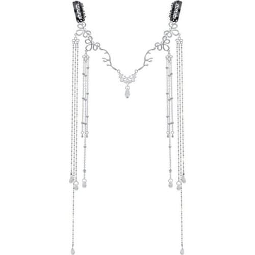 Women Waterdrop Crystal Retro Head Chain Rhinestone Long Tassels Pendant Headpiece Jewelry Boho Forehead Headband