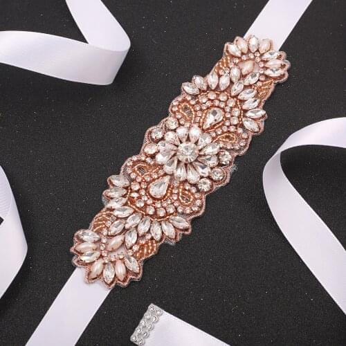 SESTHFAR Rhinestone Bridal belt with Crystal Diamond Wedding Dress Pearl Belt Sash for Wedding Dress Accessories