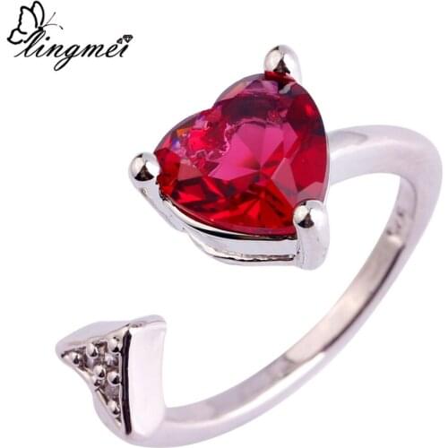 Lingmei Wholesale Heart Pink Tourmaline & White CZSilver ColorRing Popular Jewelry For Women Size 6-9 10 11 Free Ship