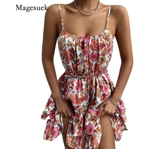 2021 Summer Sexy Women Sling Dress Flower Backless Sleeveless Short Dress for Women Sweet Elegant Women Dress Vestido Robe 15985