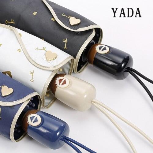 YADA 2020 Gold Color Lock Automatic Umbrella Clear Folding Umbrellas For Children Kids Women Automatic UV Rain Umbrella YD200021