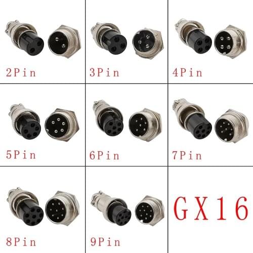 1Pcs GX16 2/3/4/5/6/7/8 Pin Male & Female Circular Aviation Wire Panel Connectors GX16 Socket & Plug Aviation Connector