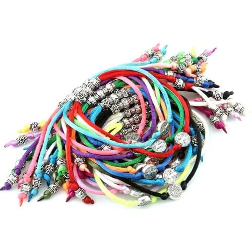 10pcs Tone Saint Benedict Medal Alloy Bead Adjustable Religious Bracelets Handmade DIY Jewelry C-8