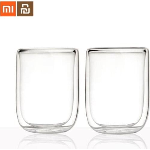 2pcs xiaomi youpin 17PIN glass double-layer cup borosilicate glass 400mL large flow wine glass family water cup Smart home