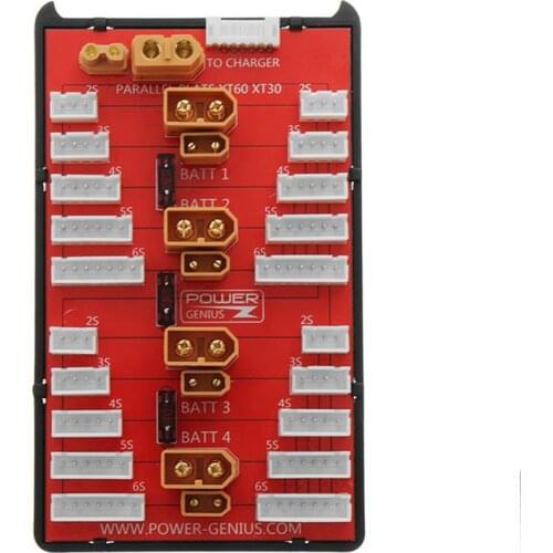 2 in 1 XT60 XT30 Plug 4 Packs 2-6S Battery Parallel Charging Board Electric Tool Accessories 4 Groups of 2S - 6s Charging Board