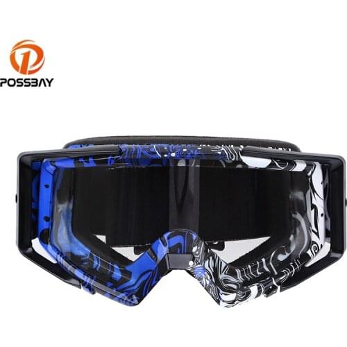 POSSBAY 2018 MTB Men Women Motorcycle Goggles Windproof Snowboard Ski Outdoor Helmet Cafe Moto Motocross Goggles Glasses