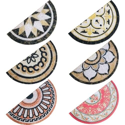 2021 New Semi-Circle Doormat, Anti Slip Marble Pattern Half Moon PVC Floor Mat,30X60cm
