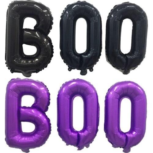 3pcs/lot 16inch Black Purple English BOO Trick or Treat Balloons DIY Aluminium Foil Ballons Halloween Party Home Hotel Bar Decor