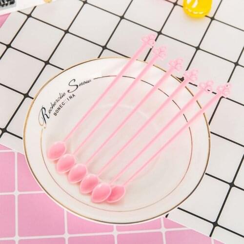 30Pcs Candy Color Plastic Spoon Long Handle Coffee Tea Ice Cream Milk Sauce Glue Stirring Tableware Home DIY Household Accessory