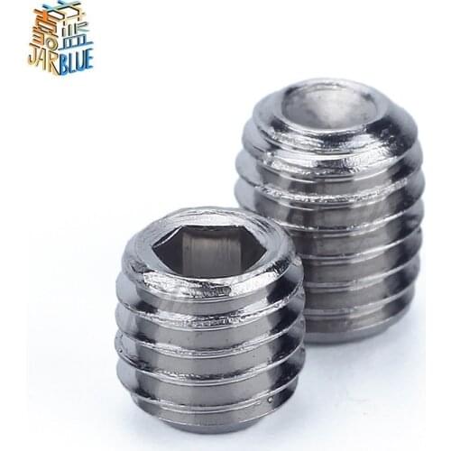 50Pcs DIN913 M2 M2.5 M3 M4 M5 304 Stainless Steel Metric Thread Grub Screws Flat Point Hexagon Socket Set Screws Headless