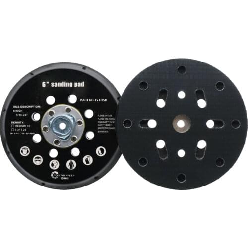 6 Inch 150mm Sanding Pad With 5/16”-24 & M8 Thread Backing Plate Hook Loop Velcro Abrasive Power Tools for Dual Action Polisher