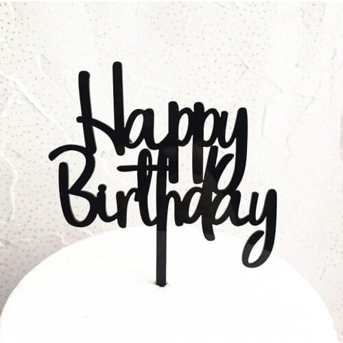 Hand Writing Acrylic Happy Birthday Cake Topper Birthday Cake Baking Decorations for Anniversary Borthday Party Cake Supplies