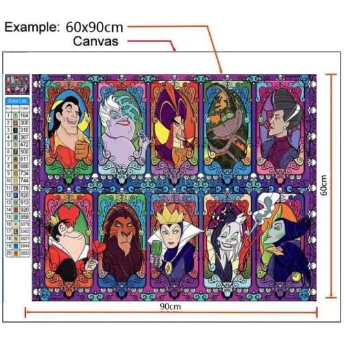 Disney Dark Classic Characters Image Diamond Painting 5D DIY Cartoon Portrait Mosaic Full Square Round Drill Home Mural Decor