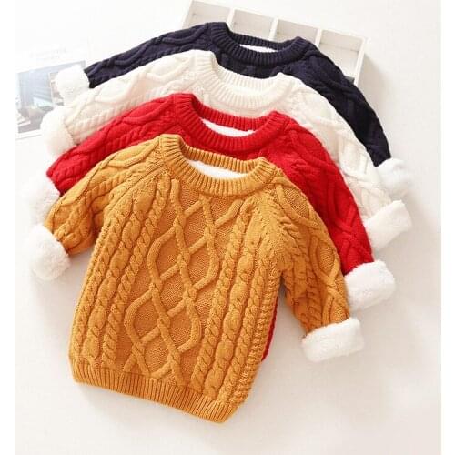Baby Girls boy 1 to 11 years Velvet sweater Autumn Winter kids clothes pink white balck red Knitted Pullover ribbed Sweaters