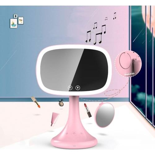 Bluetooth Speaker LED Touch Screen Makeup Mirror Light Smart touch screen with 10X Magnifier Adjustable Vanity Tabletop Mirror