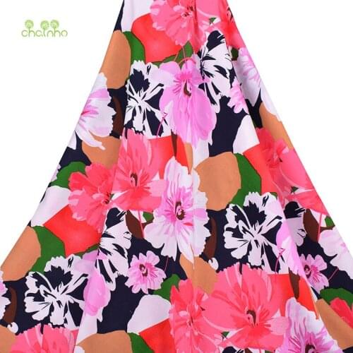 Chainho,Summer Apparel Fabric/2019 Floral Series Print Pattern/Imitation Silk/Skirt/Dress/Shirt Material For Bay&Child,100x140cm