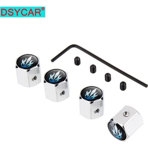 DSYCAR 4Pcs/Set Blue Flame Style Bike Motorcycle Car Tire Valve Stem Caps for Car/Motorcycle,Air Leakproof