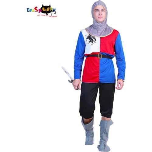 Eraspooky Medieval Royal Warrior Knight Cosplay Halloween Costumes for Men Adult Roman Crusader Soldier Carnival Party Outfit