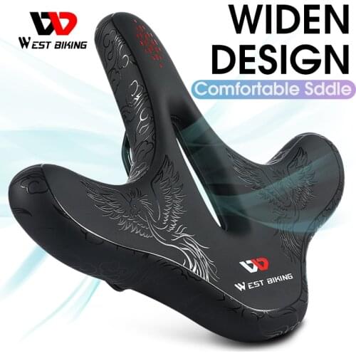 WEST BIKING Widen Ergonomic Bicycle Saddle Breathable Shockproof Cushion Pad MTB Road Bike Saddle Comfortable Soft Cycling Seat