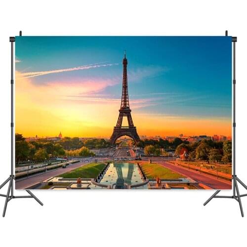 The View of The Eiffel Tower Square At Dusk Backdrops Photos Background Decor for Photography Photocall Studio Props
