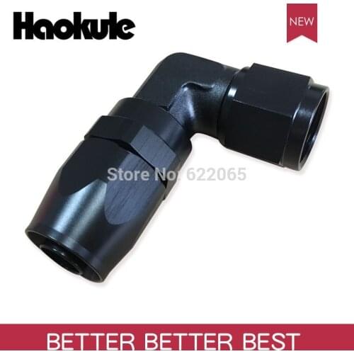 HAOKULE 90Degree AN6/6AN 9/16-18UNF THREAD FORGED REUSABLE SWIVEL HOSE END FITTINGS BLACK COLO