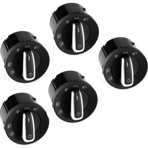 5Pcs Chrome Euro Switch Auto Headlight For VW Jetta Passat B6 Golf GTI 5 MK6 Touran Caddy 5ND941431B 5ND 941 431 A 3C8 941 431A
