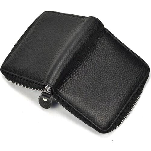Women Girls Short Wallet Purse Zipper Brown Small Wallet Top Qaulity 100% Cowskin Leather Coin Wallet Zip Men