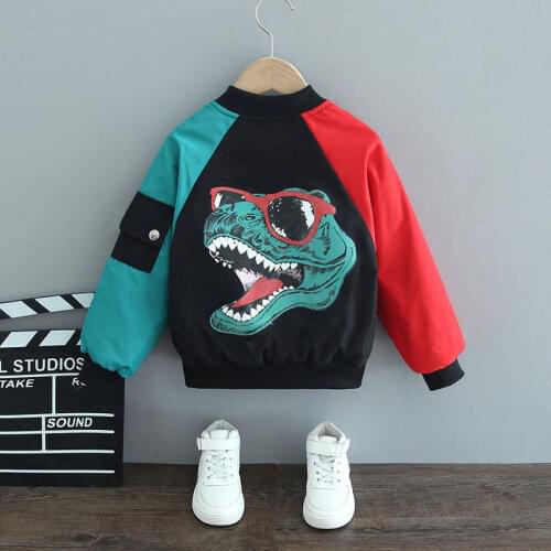 Boys Casual Jacket Spring and Autumn Cartoon Dinosaur Printing Long Sleeve Jacket Baby Children Kids Clothes