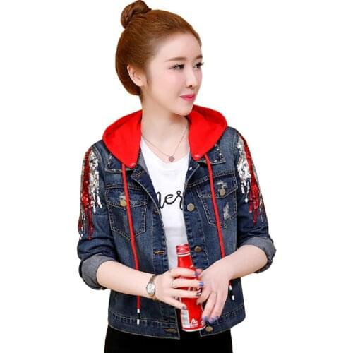 2020 New Womens Denim Jackets Vintage Casual Single Breasted Detachable Hooded Coat Female Jeans Basic Jackets Outerwear R74