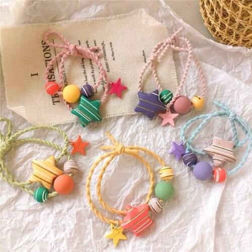 Menoea Baby Girl Accessories 5Pcs Cartoon Candy Color Girl Elastic Hair Ties Suits Girls Ponytail Holder Kids Hair Accessories