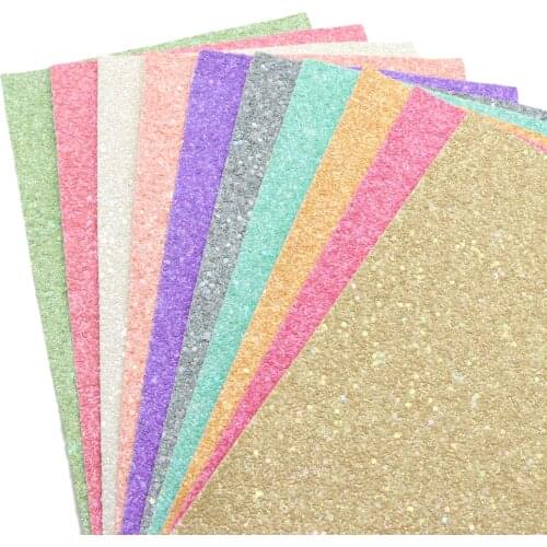 Shimmer Chunky Glitter Faux Leather Sheets Solid Color Synthetic Leather Fabric for DIY Hair Bows Garments Handbags Crafts