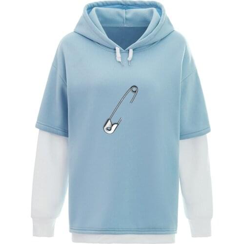 Cute Funny Clothes PaperClip Print Women Aesthetic Oversized Sweatshirt for Teens Girls Thermal Hoodie Patchwork Spoof Gift Tops