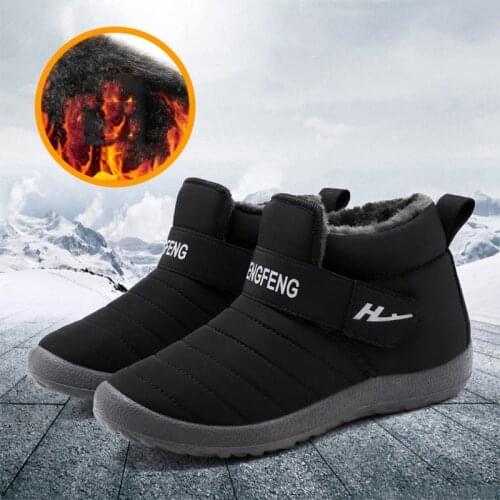 2020 New Fashion Men Snow Boots Cotton Fabric Warm Fur Plush Couple Winter Shoes Non-Slip Comfortable Botas Hombre Large Size 45
