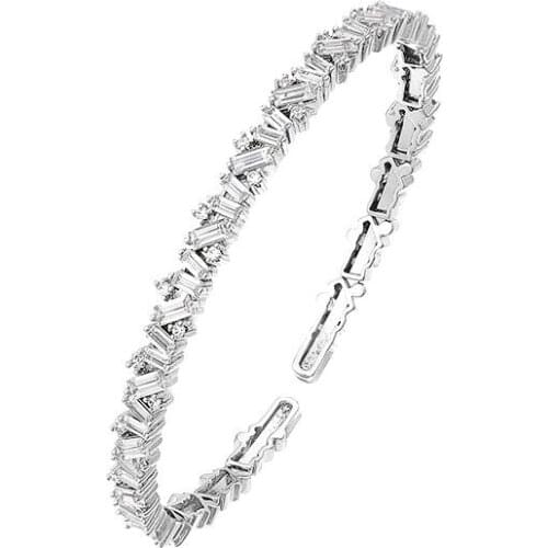 MxGxFam 50 % off Promotion Full Suqare Zircon White Bangles ( Opening ) and Bracelets for Women Gold Color From XP