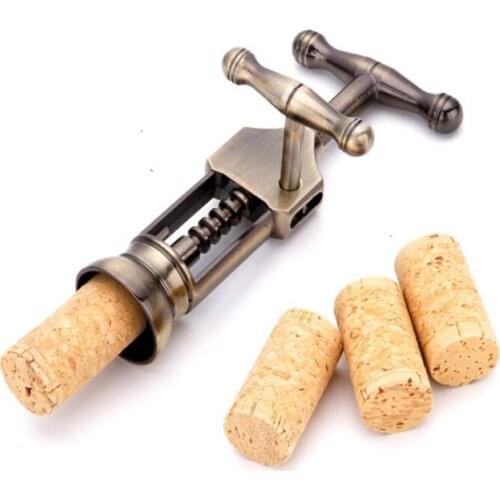 Cork Wine Opener Creative Bottle Metal Opener Antique Vintage Style Rack Pinion Corkscrew Kitchen Bar Gadgets
