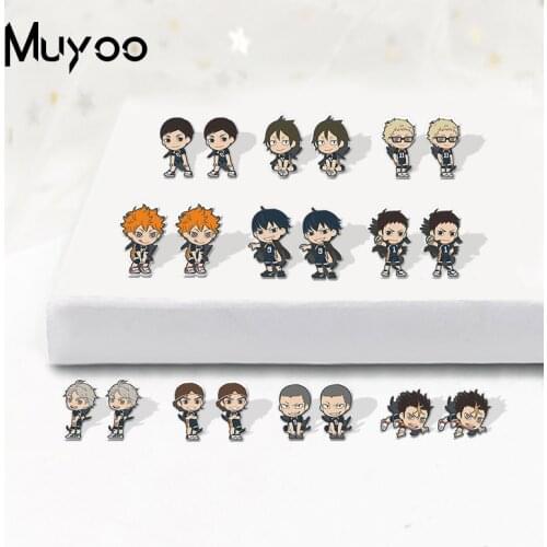 New Haikyuu Anime Volley Ball Boys Epoxy Acrylic Earring Hinata Shoyo Kageyama Sugawara Koushi Cute Resin Acrylic Earrings