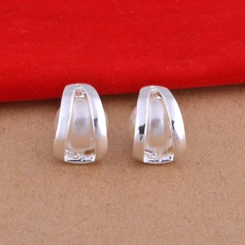 1 Pair Hot Women Girl Elegant Charming Imitation Pearl Earrings Jewelry Silver Plated Ear Stud Brincos Gift