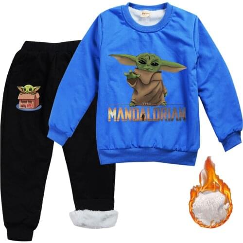 Sports Girls Clothes Set Girls with Thick Long Sleeve+Pants 2 Pcs Spring Set Childrens Girls Teenager Clothes Suit Baby Yoda