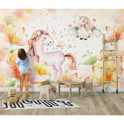 Indoor character ultra silky three-dimensional 3d wallpaper Nordic minimalist fantasy pony childrens room backdrop